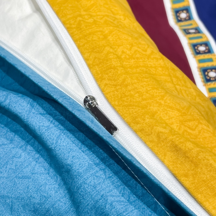 91家纺网 家纺一手货源 找家纺 金爱家 2021新款大版磨毛条格简约四件套纳斯