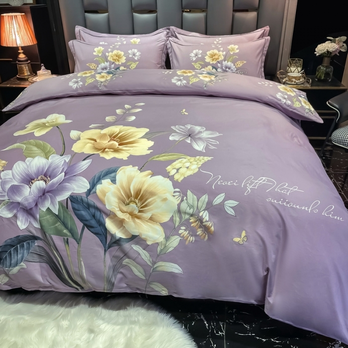 91家纺网 家纺一手货源 找家纺 金爱家 2021新款大版磨毛条格简约四件套翡翠罗浮