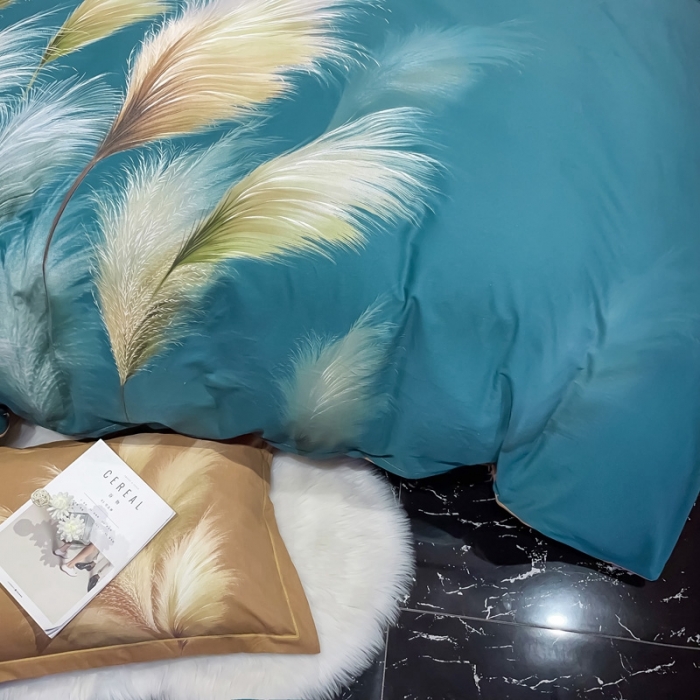 91家纺网 家纺一手货源 找家纺 金爱家 2021新款大版磨毛条格简约四件套金穗时光