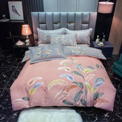 金爱家 2021新款大版磨毛条格简约四件套秋高气爽