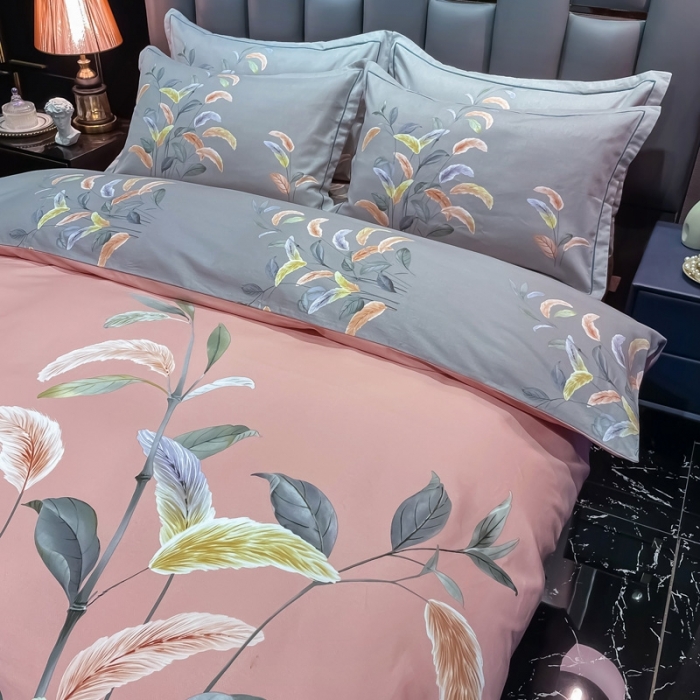 91家纺网 家纺一手货源 找家纺 金爱家 2021新款大版磨毛条格简约四件套秋高气爽