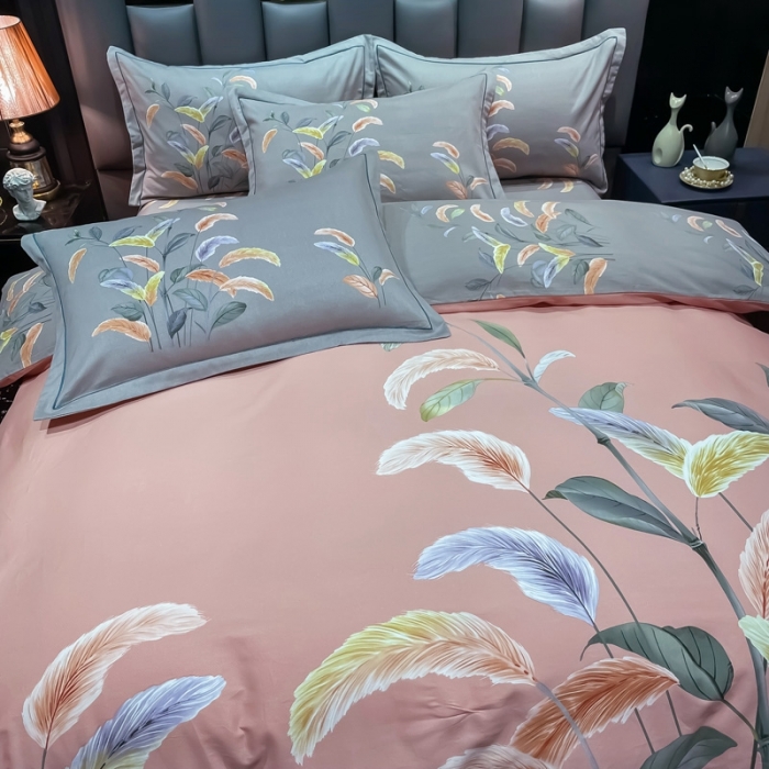 91家纺网 家纺一手货源 找家纺 金爱家 2021新款大版磨毛条格简约四件套秋高气爽