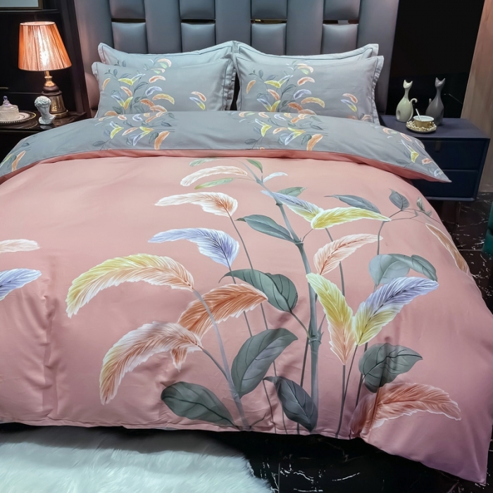 91家纺网 家纺一手货源 找家纺 金爱家 2021新款大版磨毛条格简约四件套秋高气爽