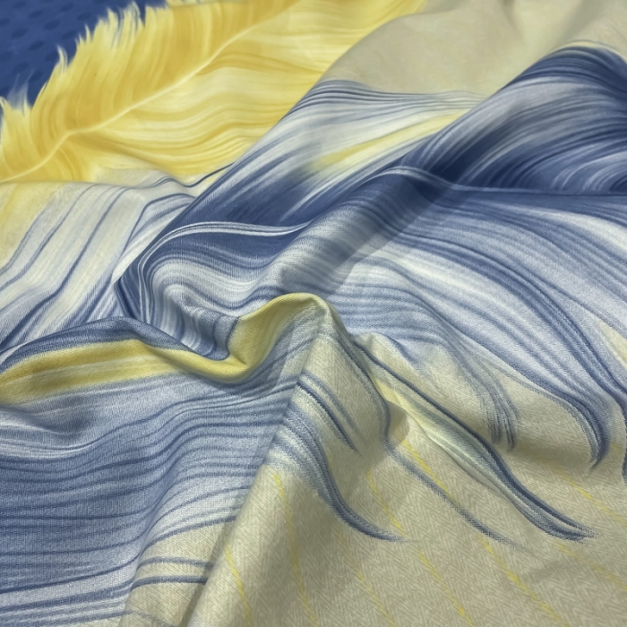 91家纺网 家纺一手货源 找家纺 金爱家 2021新款大版磨毛条格简约四件套羽儿翩翩蓝