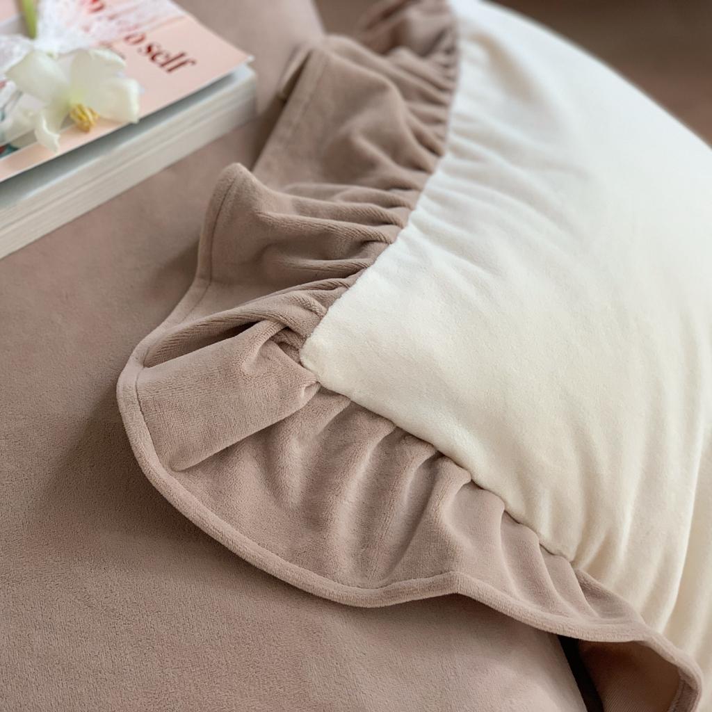 91家纺网 家纺一手货源 找家纺 （总）时年 2021新款婴肤绒纯色花边款四件套