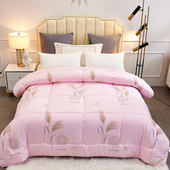 91家纺网 家纺一手货源 找家纺 欧雅搁 2025印花暖绒秋冬被春秋被子加厚被芯空调被学生宿舍 花寐-粉