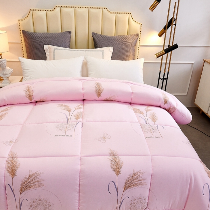 91家纺网 家纺一手货源 找家纺 欧雅搁 2025印花暖绒秋冬被春秋被子加厚被芯空调被学生宿舍 花寐-粉