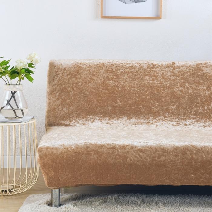 91家纺网 家纺一手货源 找家纺 弹力加厚银狐绒沙发床套 无扶手双人沙发套 防尘沙发罩