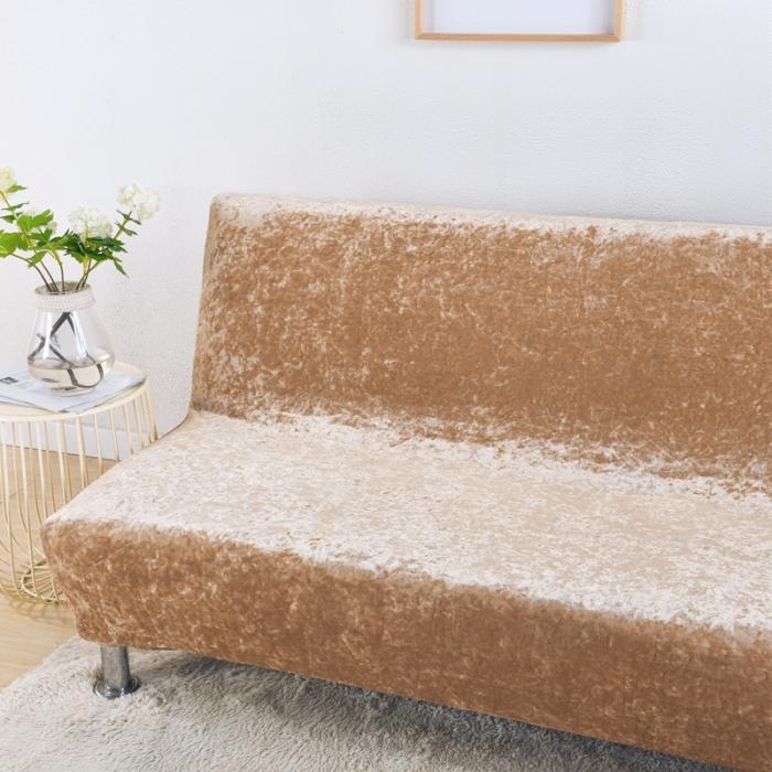 91家纺网 家纺一手货源 找家纺 弹力加厚银狐绒沙发床套 无扶手双人沙发套 防尘沙发罩