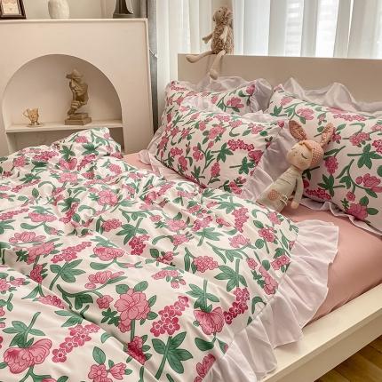 91家纺网 家纺一手货源 找家纺 （总）花伞家居 2021新款韩版赫本风格子系列锦棉四件套