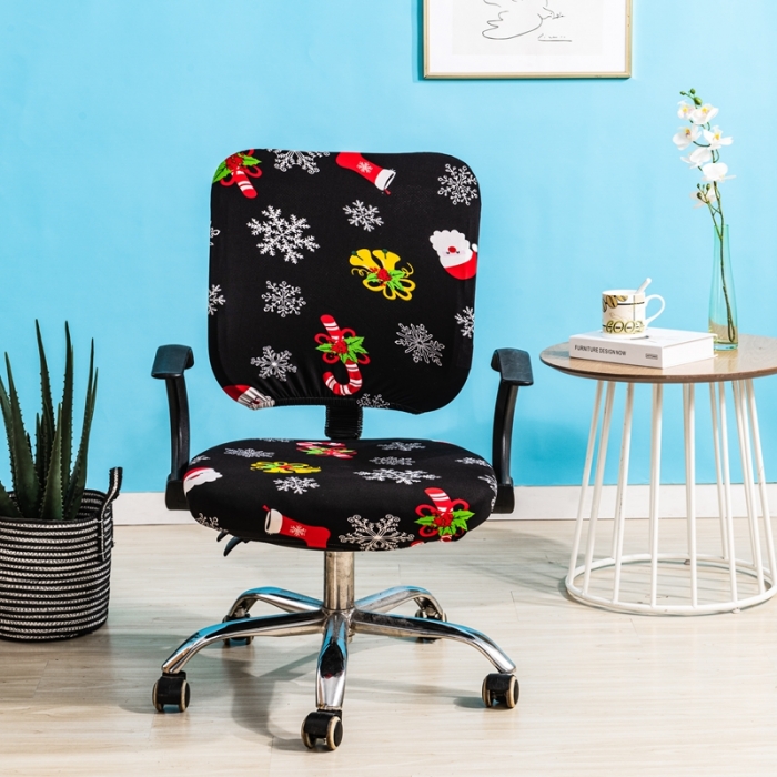 91家纺网 家纺一手货源 找家纺 弹力印花分体椅套 办公室转椅套 员工椅套子 弹力椅子套