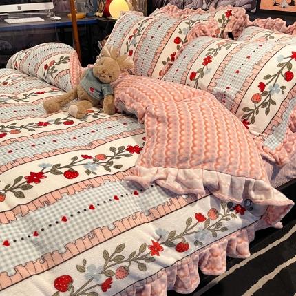 91家纺网 家纺一手货源 找家纺 （总）HL原创 2021新款花边款牛奶绒四件套