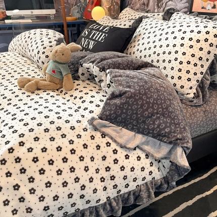 91家纺网 家纺一手货源 找家纺 （总）HL原创 2021新款花边款牛奶绒四件套