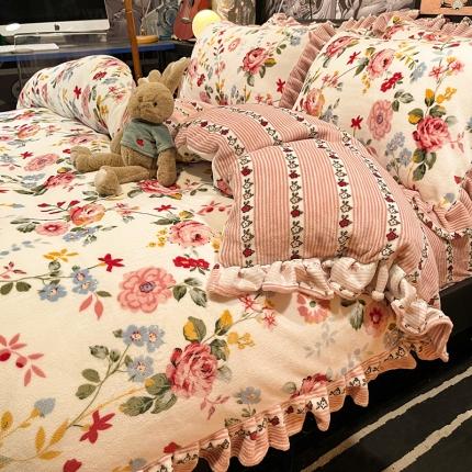 91家纺网 家纺一手货源 找家纺 （总）HL原创 2021新款花边款牛奶绒四件套