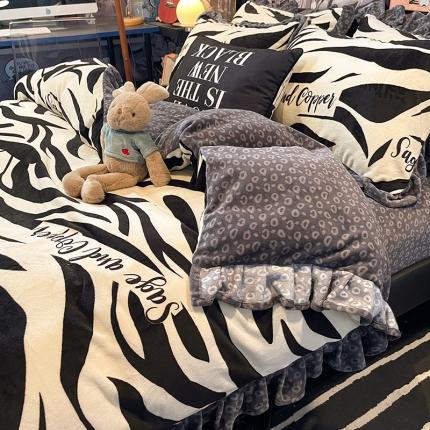 91家纺网 家纺一手货源 找家纺 （总）HL原创 2021新款花边款牛奶绒四件套