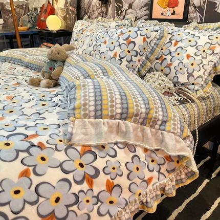 91家纺网 家纺一手货源 找家纺 （总）HL原创 2021新款花边款牛奶绒四件套