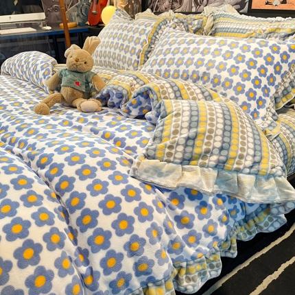 91家纺网 家纺一手货源 找家纺 （总）HL原创 2021新款花边款牛奶绒四件套