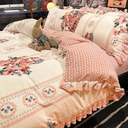 91家纺网 家纺一手货源 找家纺 （总）HL原创 2021新款花边款牛奶绒四件套