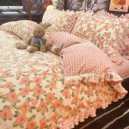 91家纺网 家纺一手货源 找家纺 （总）HL原创 2021新款花边款牛奶绒四件套