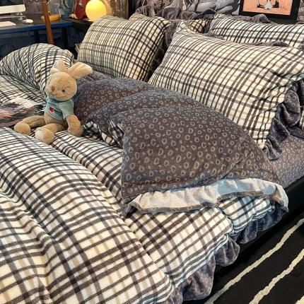 91家纺网 家纺一手货源 找家纺 （总）HL原创 2021新款花边款牛奶绒四件套