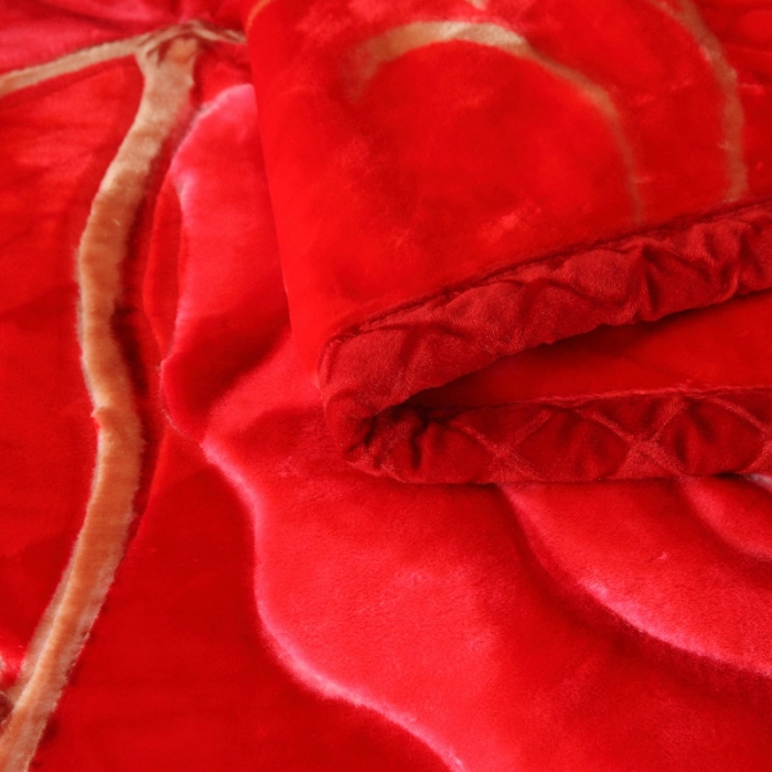 91家纺网 家纺一手货源 找家纺 新月家纺2021新款超柔毛毯294大红