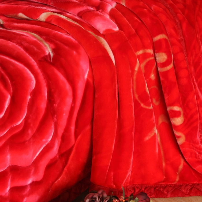 91家纺网 家纺一手货源 找家纺 新月家纺2021新款超柔毛毯294大红