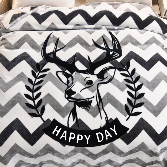 91家纺网 家纺一手货源 找家纺 新月家纺2021新款超柔毛毯几何鹿