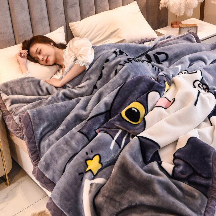 91家纺网 家纺一手货源 找家纺 新月家纺2021新款超柔毛毯玲珑猫