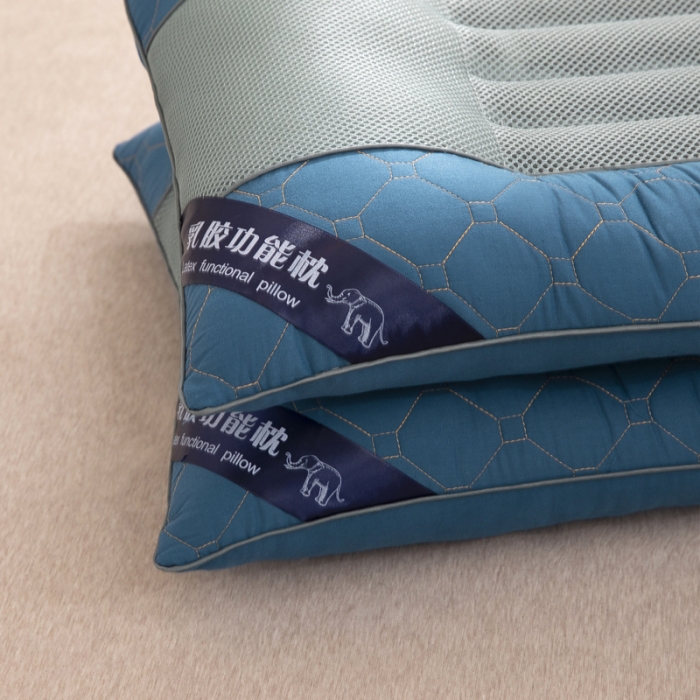 91家纺网 家纺一手货源 找家纺 枕之坊 2021新款乳胶功能保健枕 蓝色