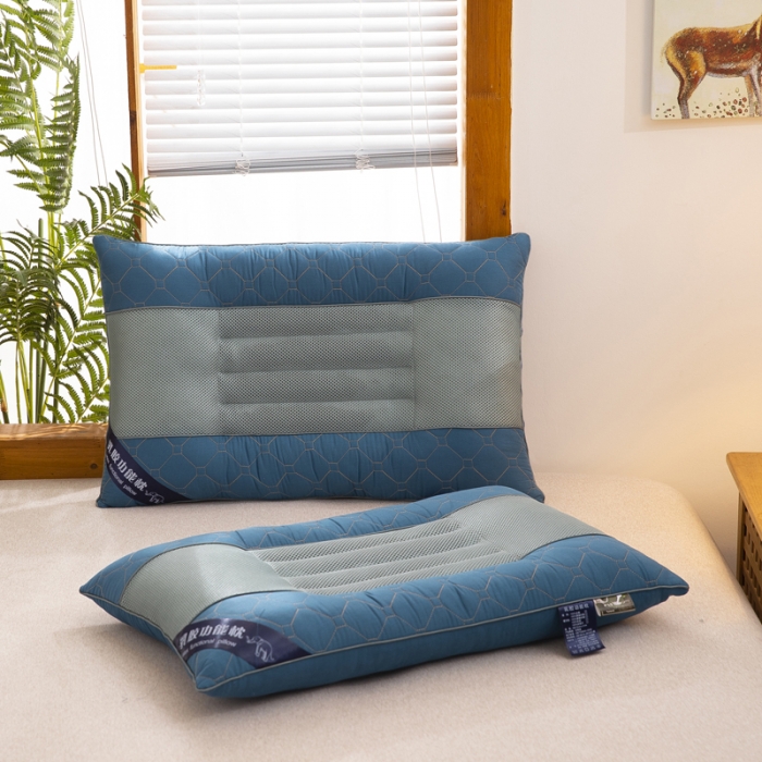 91家纺网 家纺一手货源 找家纺 枕之坊 2021新款乳胶功能保健枕 蓝色