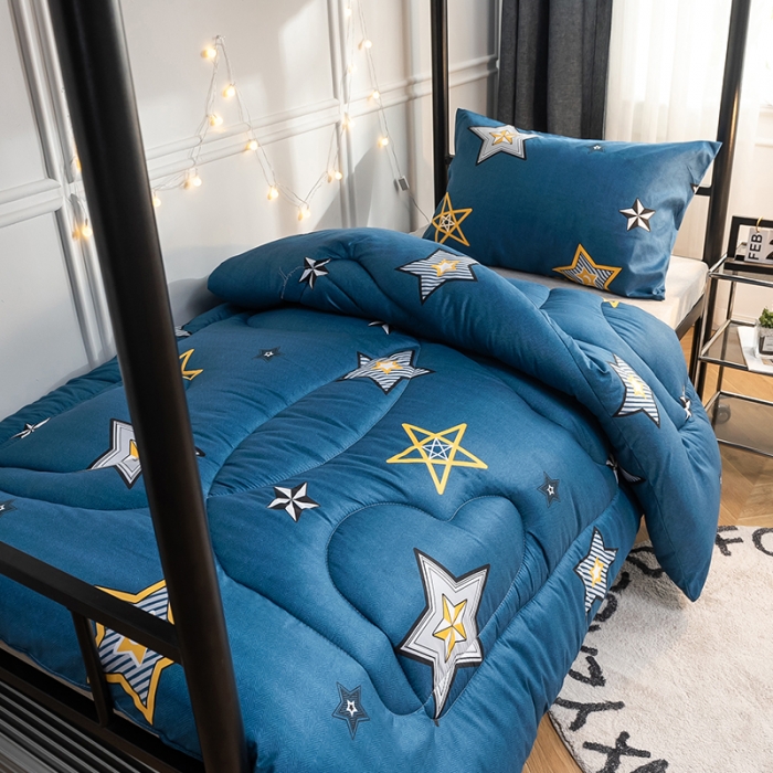 91家纺网 家纺一手货源 找家纺 畅销被业 2024新款芦荟棉学生床冬被 闪亮星星-蓝