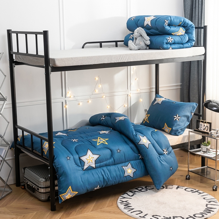 91家纺网 家纺一手货源 找家纺 畅销被业 2024新款芦荟棉学生床冬被 闪亮星星-蓝