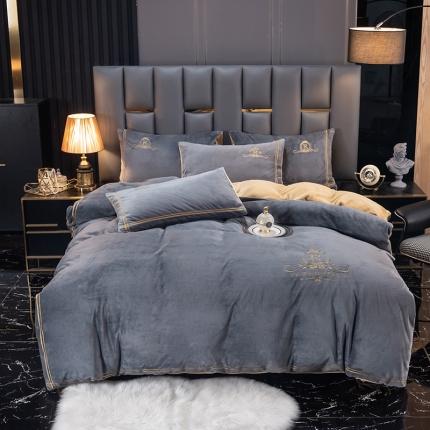 91家纺网 家纺一手货源 找家纺 （总）芃成家纺 2021新款牛奶绒绣花四件套