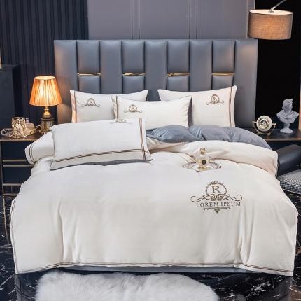 91家纺网 家纺一手货源 找家纺 （总）芃成家纺 2021新款牛奶绒绣花四件套