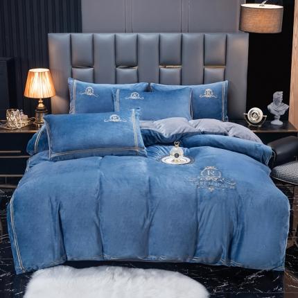 （总）芃成家纺 2021新款牛奶绒绣花四件套