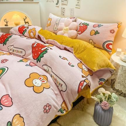 91家纺网 家纺一手货源 找家纺 （总）芃成家纺 2021新款牛奶绒印花四件套