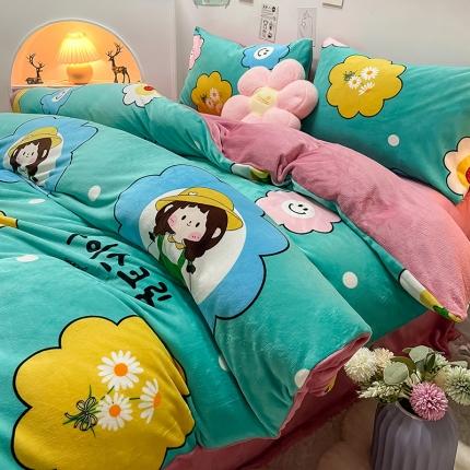 91家纺网 家纺一手货源 找家纺 （总）芃成家纺 2021新款牛奶绒印花四件套