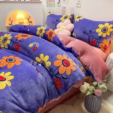 91家纺网 家纺一手货源 找家纺 （总）芃成家纺 2021新款牛奶绒印花四件套