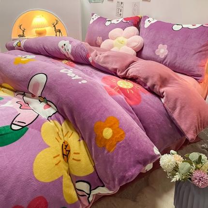 91家纺网 家纺一手货源 找家纺 （总）芃成家纺 2021新款牛奶绒印花四件套