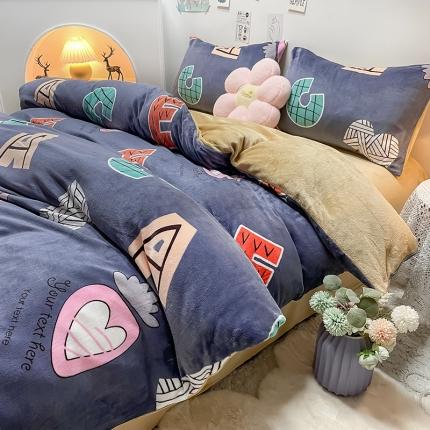 91家纺网 家纺一手货源 找家纺 （总）芃成家纺 2021新款牛奶绒印花四件套