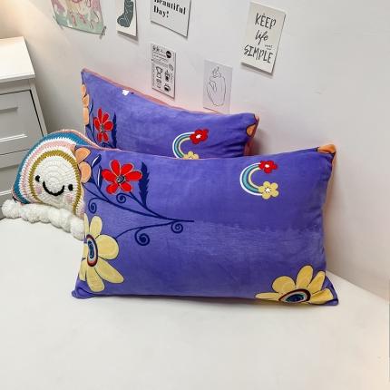 91家纺网 家纺一手货源 找家纺 （总）芃成家纺 2021新款牛奶绒印花单枕套一对