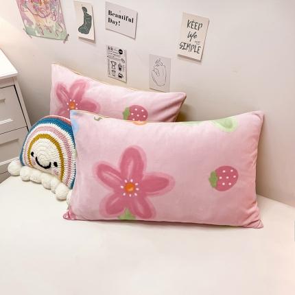 91家纺网 家纺一手货源 找家纺 （总）芃成家纺 2021新款牛奶绒印花单枕套一对