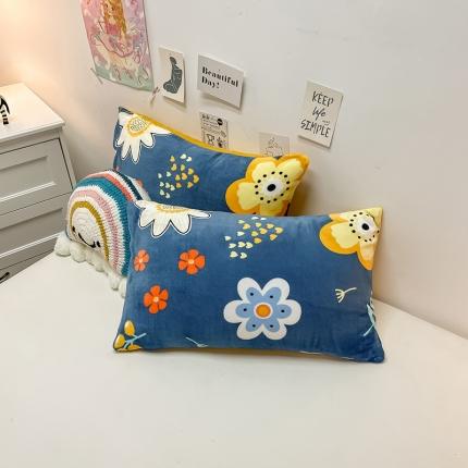 91家纺网 家纺一手货源 找家纺 （总）芃成家纺 2021新款牛奶绒印花单枕套一对