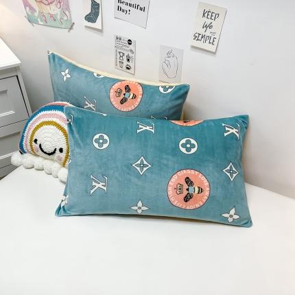 91家纺网 家纺一手货源 找家纺 （总）芃成家纺 2021新款牛奶绒印花单枕套一对