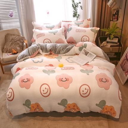 91家纺网 家纺一手货源 找家纺 兄弟坊 2021新款雪花绒印花四件套（棚拍） 恋爱季节