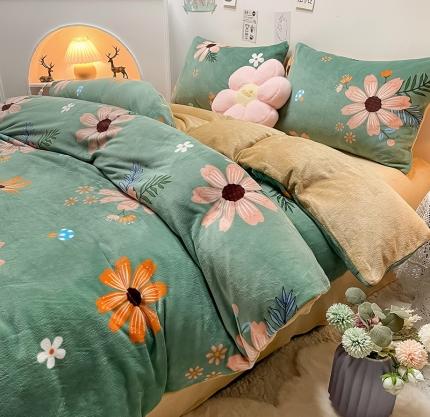 芃成家纺 2021新款牛奶绒印花四件套 花开那年