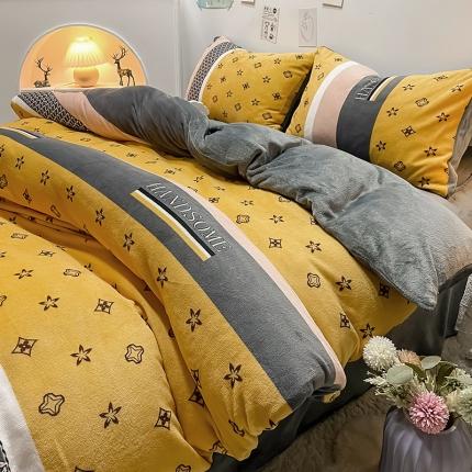 芃成家纺 2021新款牛奶绒印花四件套 文森特