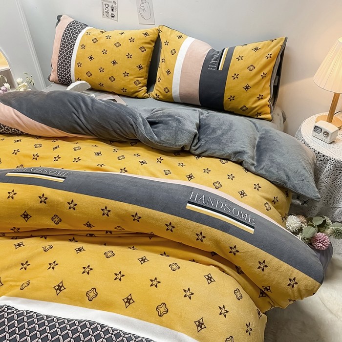 91家纺网 家纺一手货源 找家纺 芃成家纺 2021新款牛奶绒印花四件套 文森特