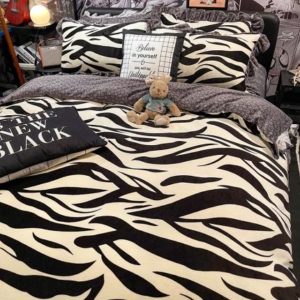 91家纺网 家纺一手货源 找家纺 HL原创 2021新款花边款牛奶绒四件套 浪