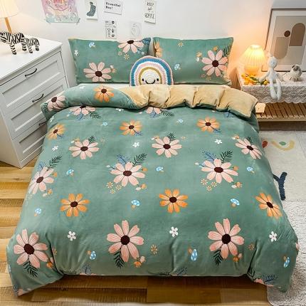 91家纺网 家纺一手货源 找家纺 芃成家纺 2021新款牛奶绒印花单被套 花开那年